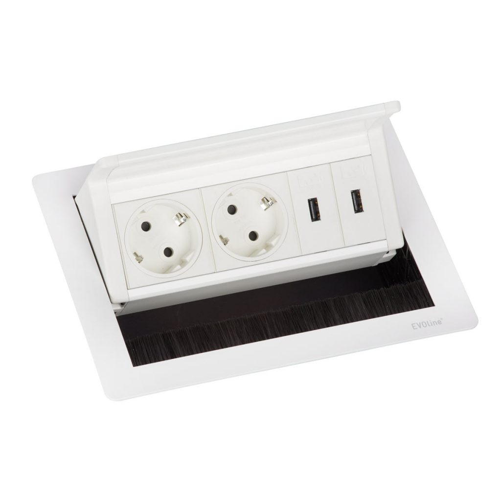 EVOline Fliptop - 2x power - 2x USB charger - Full White nw2